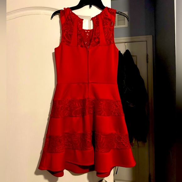 Red formal dress with lace and zipper, only worn once!! - Picture 2 of 2